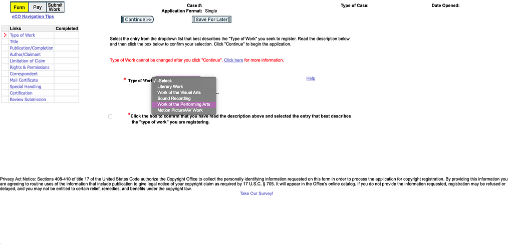 Work of the Performing Arts